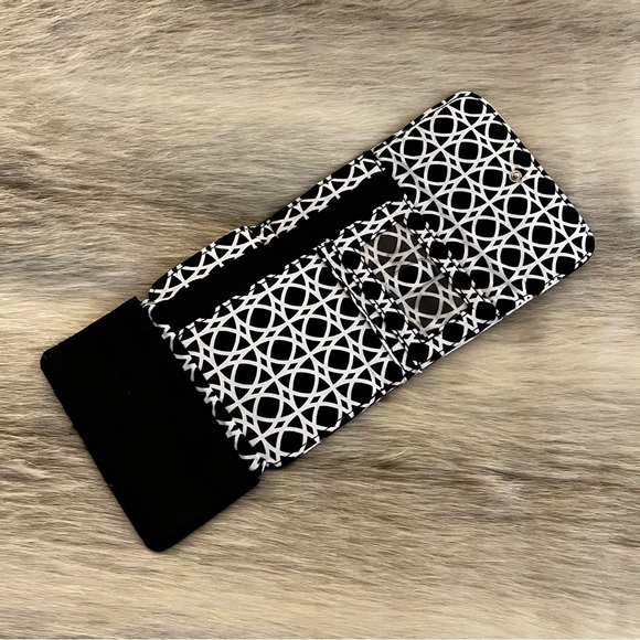 VERA BRADLEY Night & Day Trifold Euro Wallet 2010 Black & White Floral Y2K Small - Picture 11 of 14